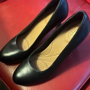 Womens Clark Black Leather High Heel Shoes